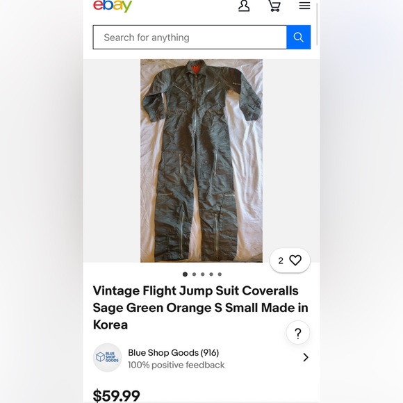 This is a vintage military white suit in sage green - Picture 4 of 5